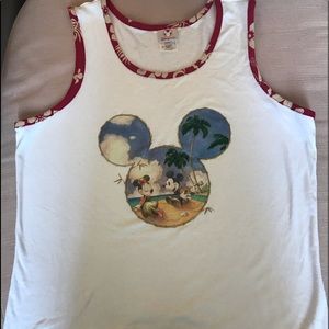 Disneystore tank top matches the Hawaiian luau hibiscus skirt also in my closet